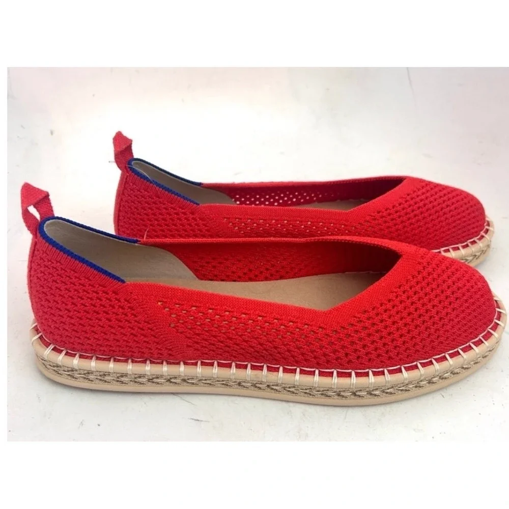 Rothy's The‎ Espadrille Flats Red Hot Size 6 Jute Midsole No Ankle Laces